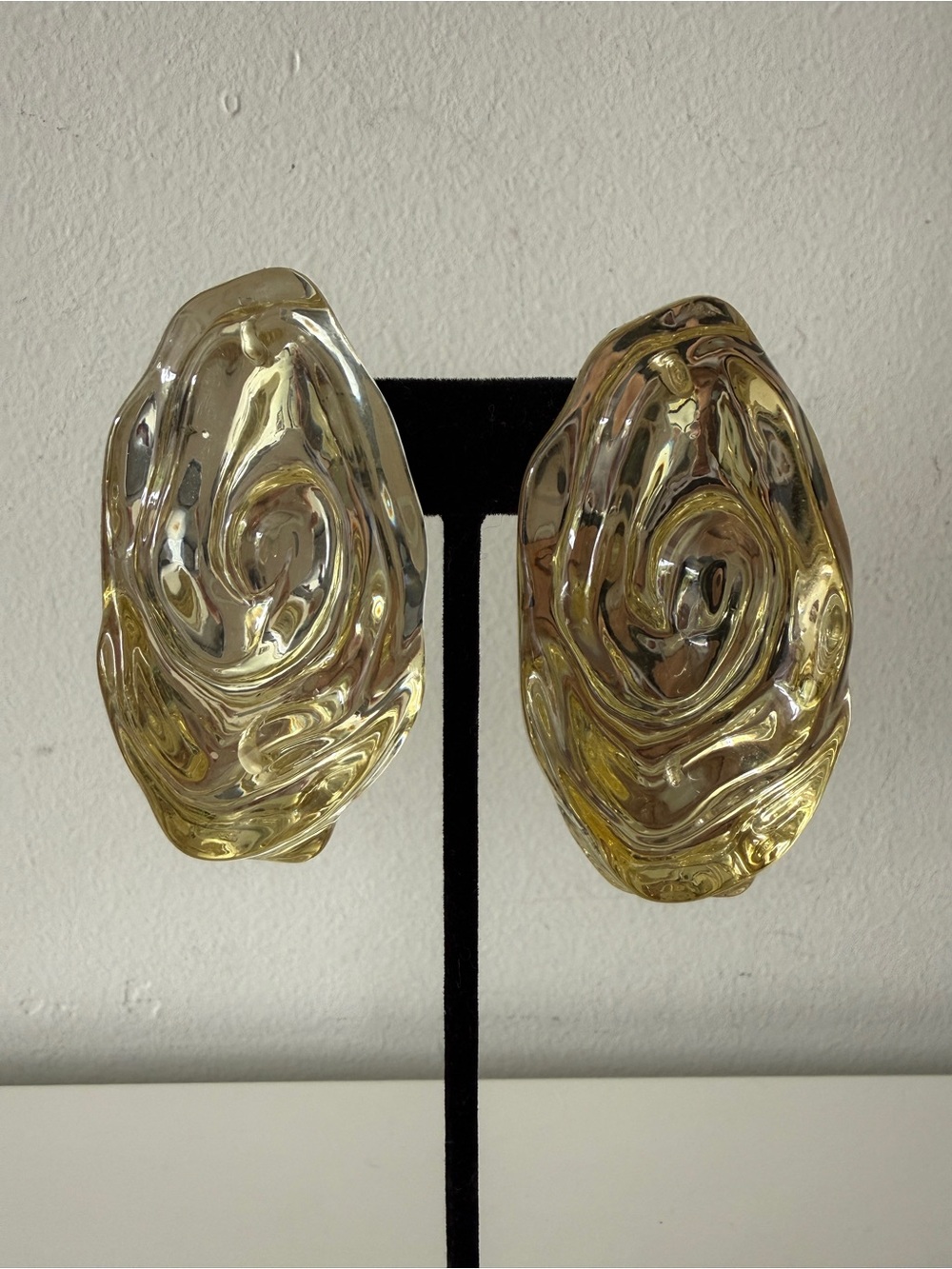 COS Abstract Swirl  Resin Statement Clip-On Earrings Gold/Silver